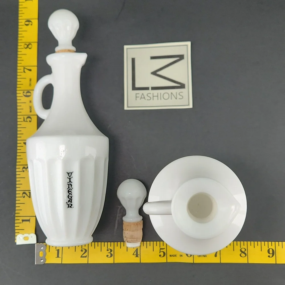 1960s Art Deco Milk Glass Cruet set, Flawless  elegance